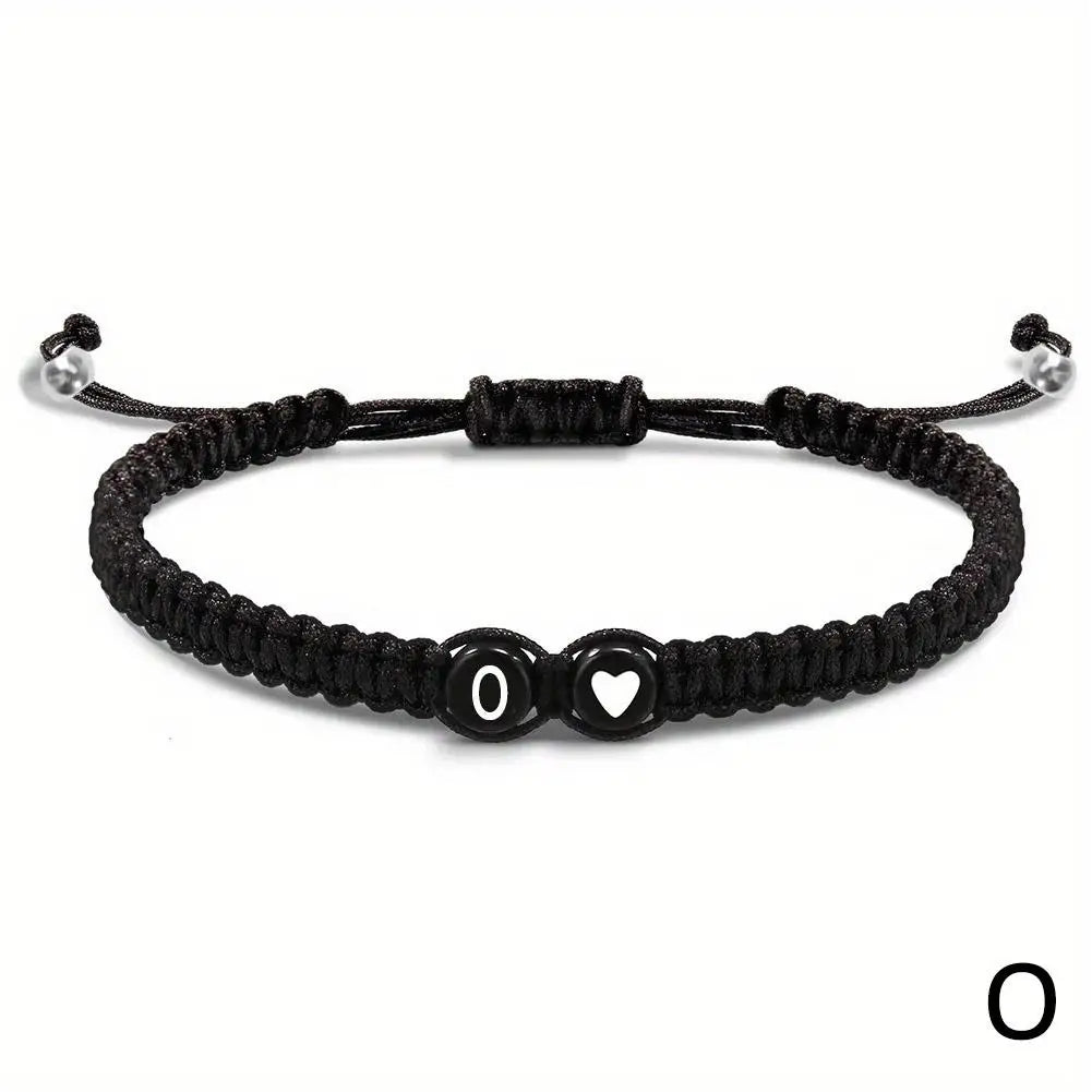 Handmade A–Z Initial Heart Braided Bracelet