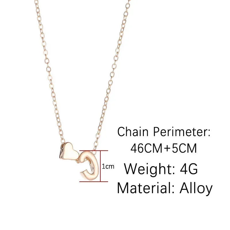 Dainty Initial Necklace with Tiny Heart