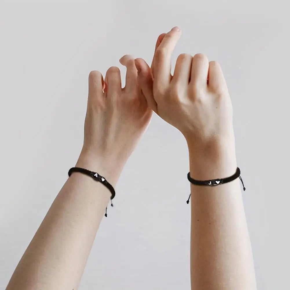 Handmade A–Z Initial Heart Braided Bracelet