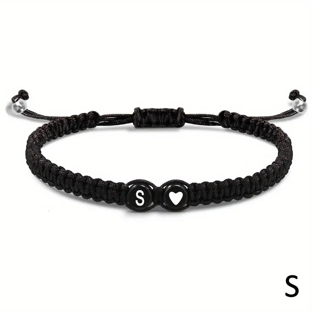 Handmade A–Z Initial Heart Braided Bracelet