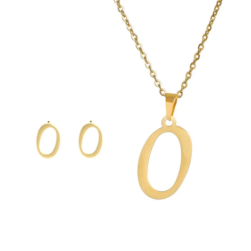 A–Z Alphabet Initial Necklace & Earrings Set