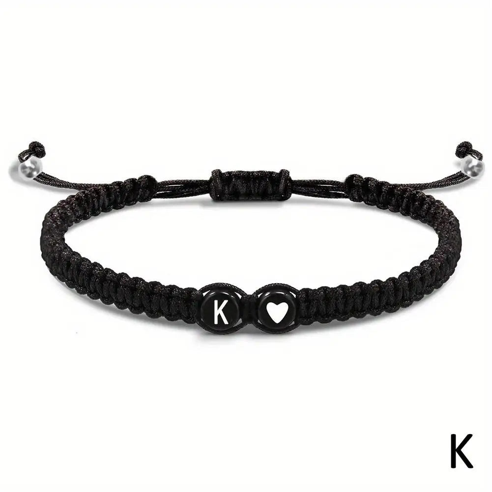 Handmade A–Z Initial Heart Braided Bracelet