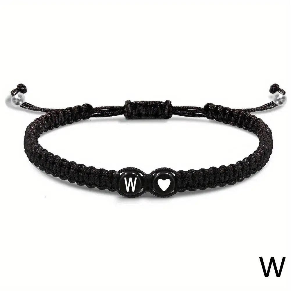Handmade A–Z Initial Heart Braided Bracelet