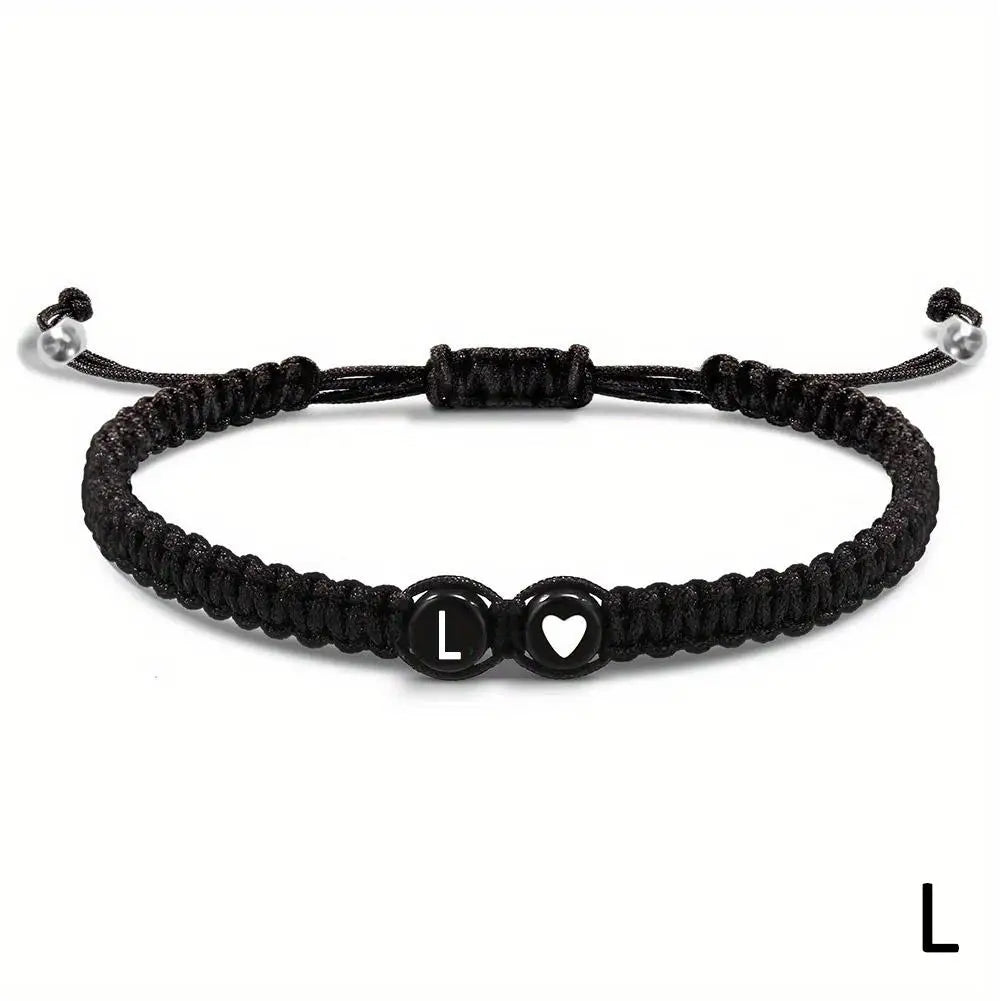 Handmade A–Z Initial Heart Braided Bracelet