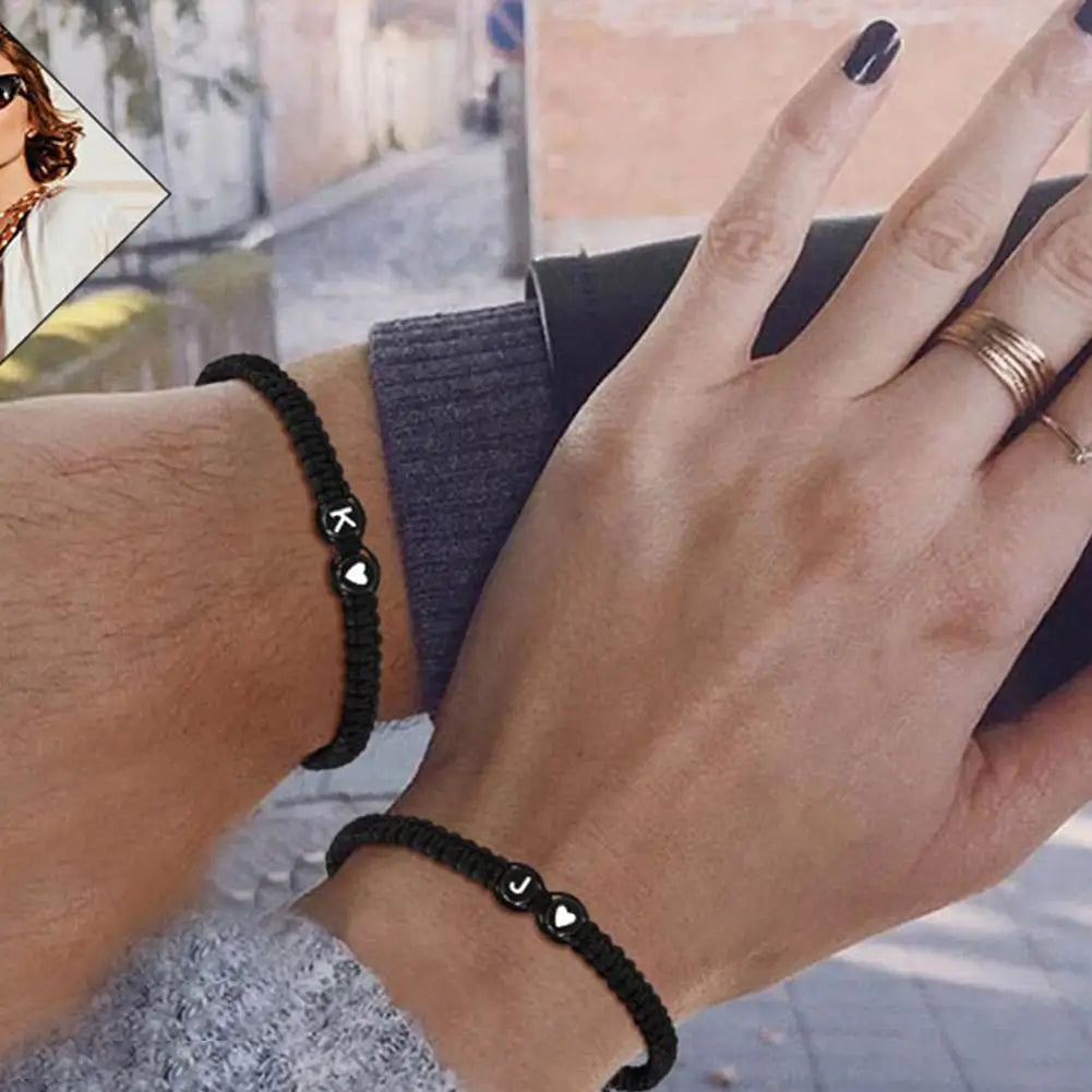 Handmade A–Z Initial Heart Braided Bracelet