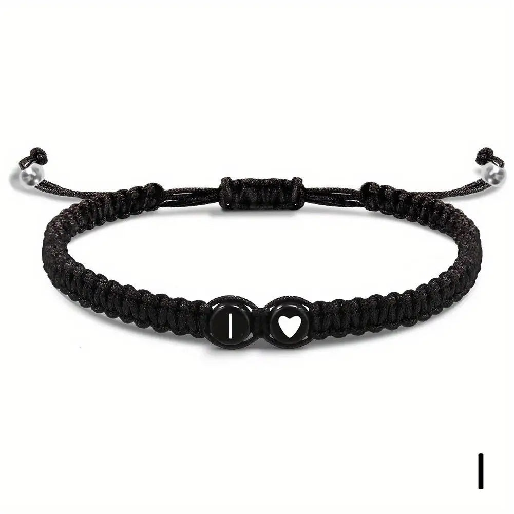 Handmade A–Z Initial Heart Braided Bracelet
