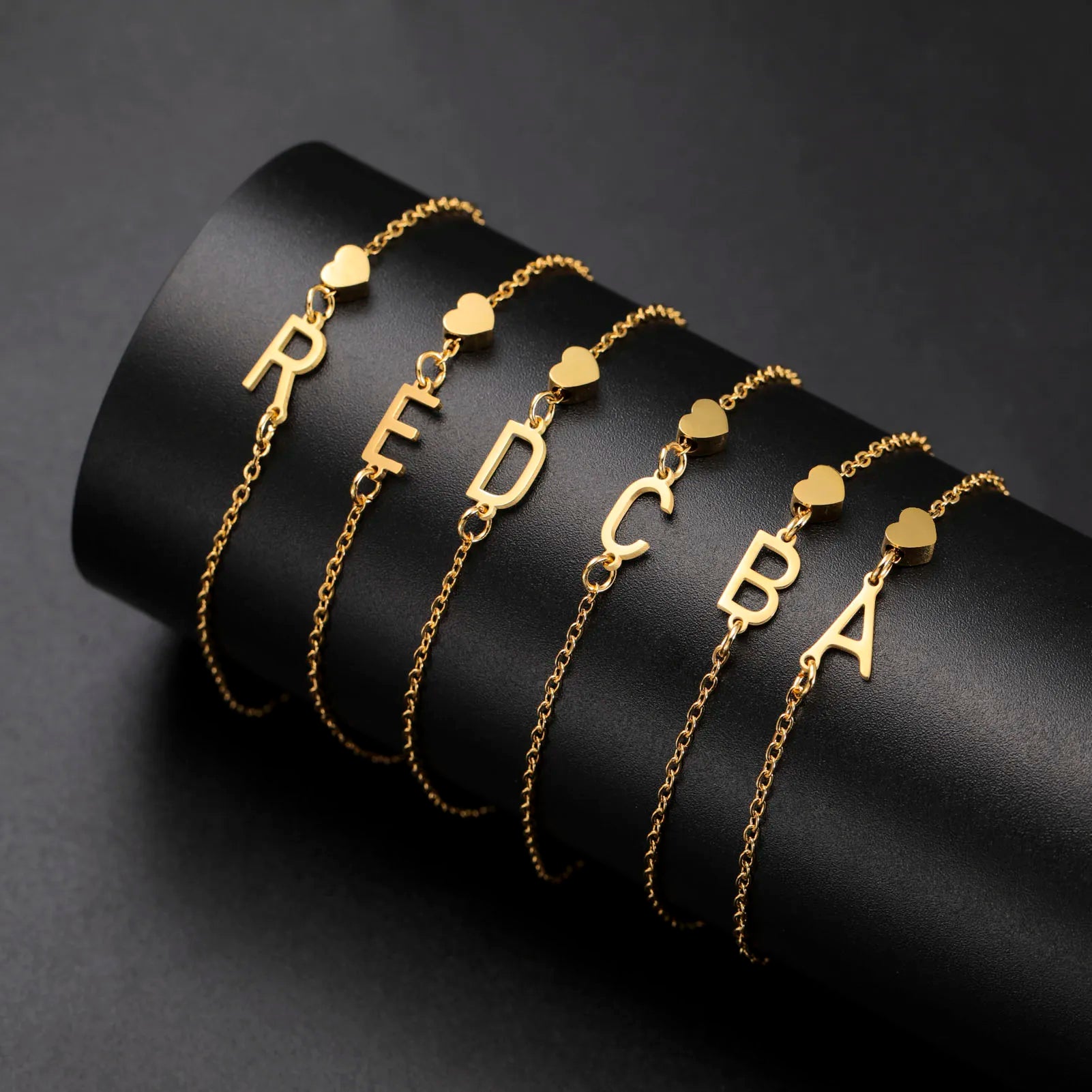 Cazador Initial Letter Bracelet with Mini Heart