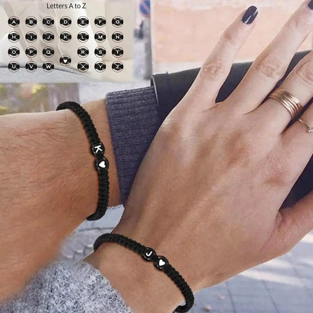 Handmade A–Z Initial Heart Braided Bracelet